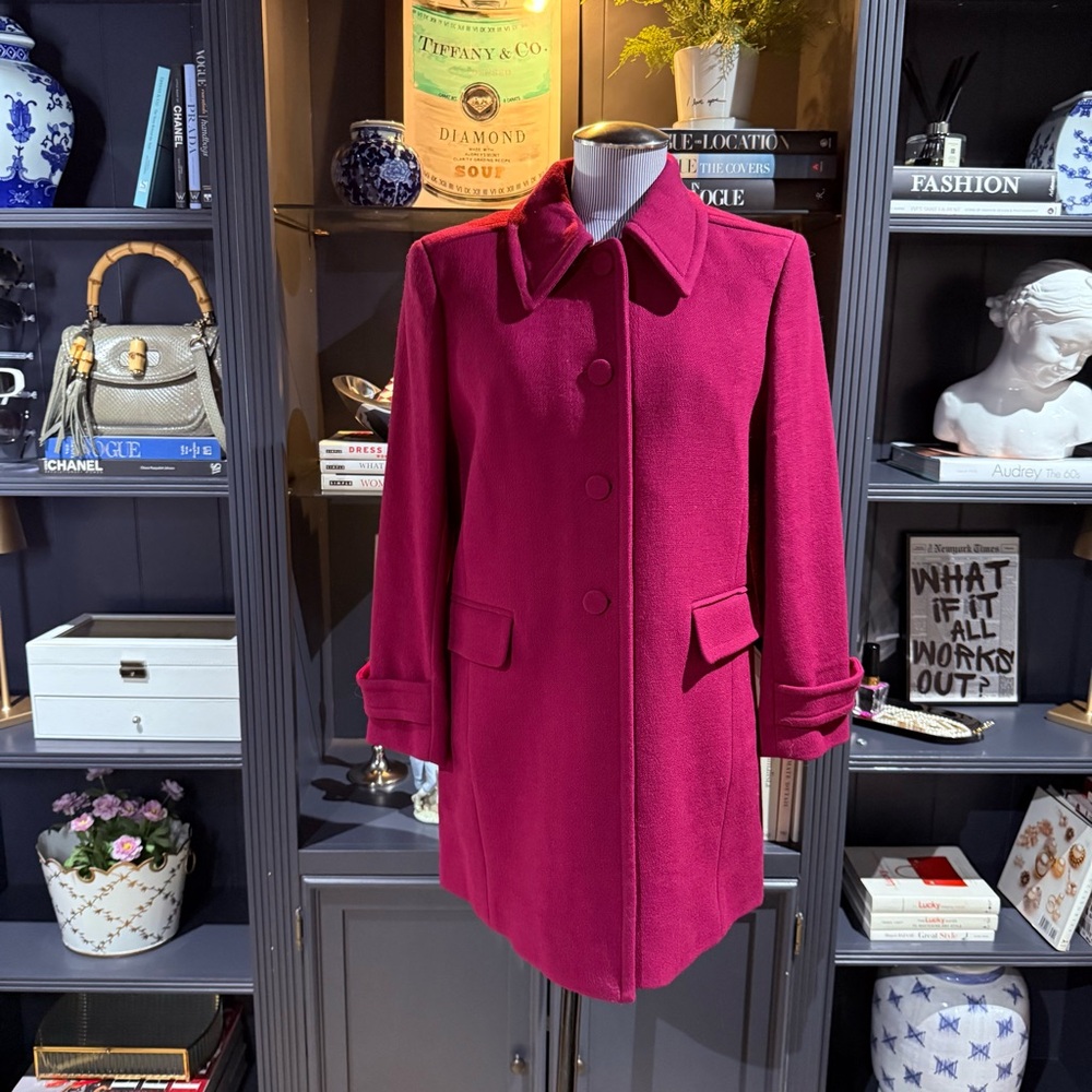 J.Crew Raspberry Wool Blend Coat – Size 10 - Picture 4 of 10